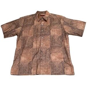 Tori Richard Clothing Men's Short Sleeves Button Up Shirt Brown Large
